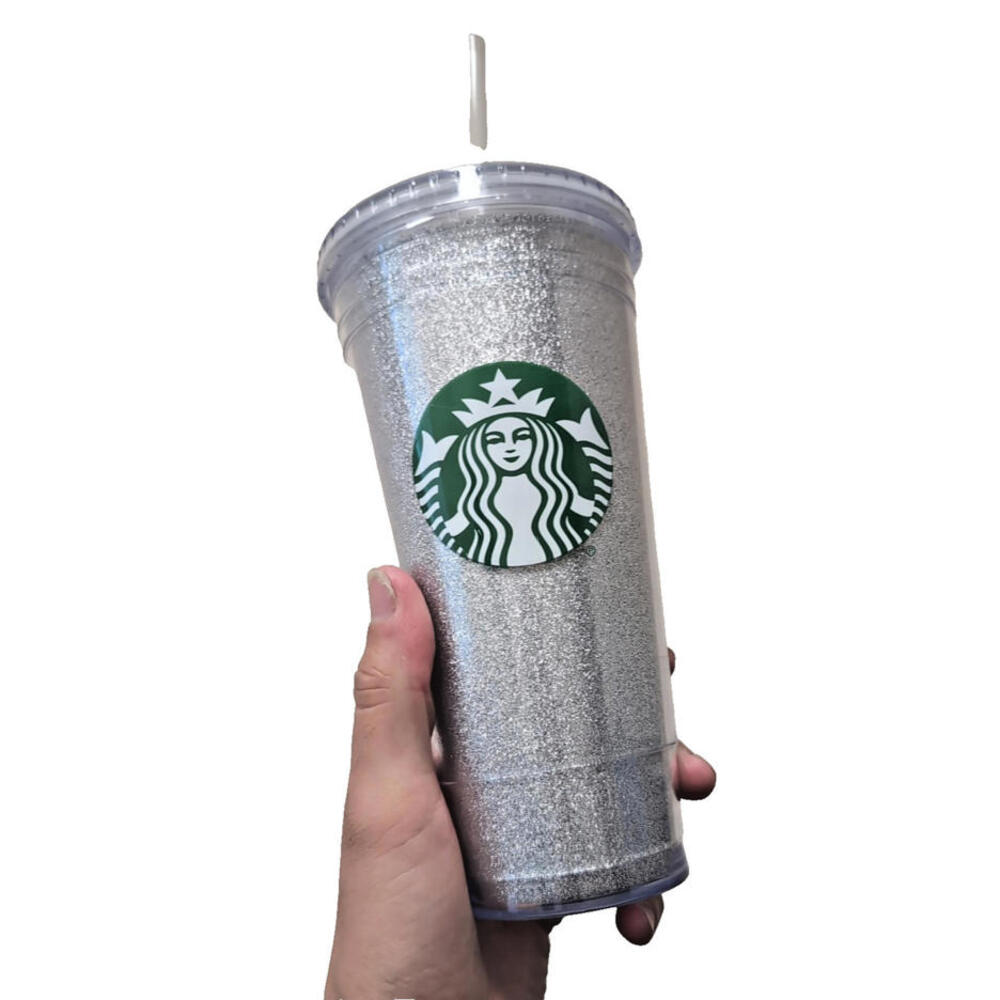 (NEW) Starbucks Silver Glitter Cold Cup 20oz Venti – Mermaid Logo Tumbler